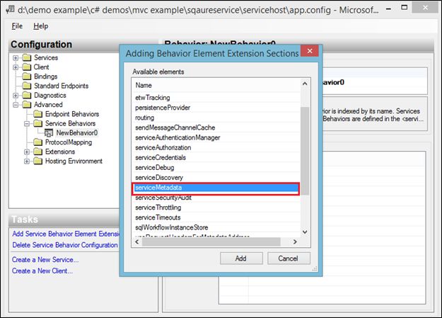 select service metadata